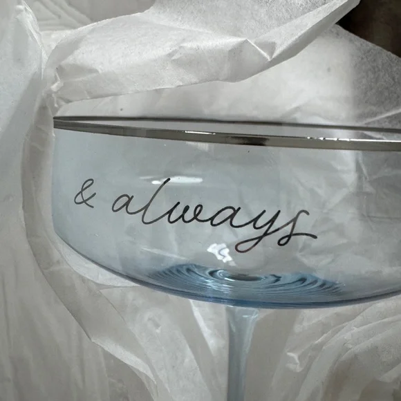 NEW Anthropologie x Cin Cin Forever & Always Coupe Glasses, Set of 2, Blue - Picture 6 of 7